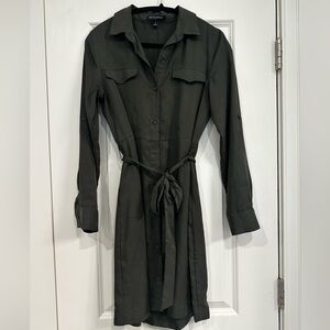 Banana republic Olive green button down utility long sleeve shirt dress
